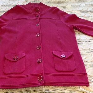 Jones New York Vibrant Pink Ribbed Cardigan